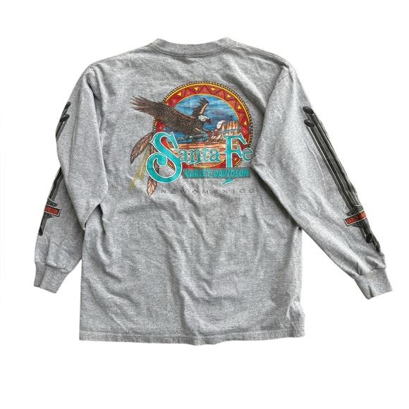 VTG Y2K Harley Chrome Tail Pipes Long Sleeve Santa Fe LARGE - Picture 3 of 5